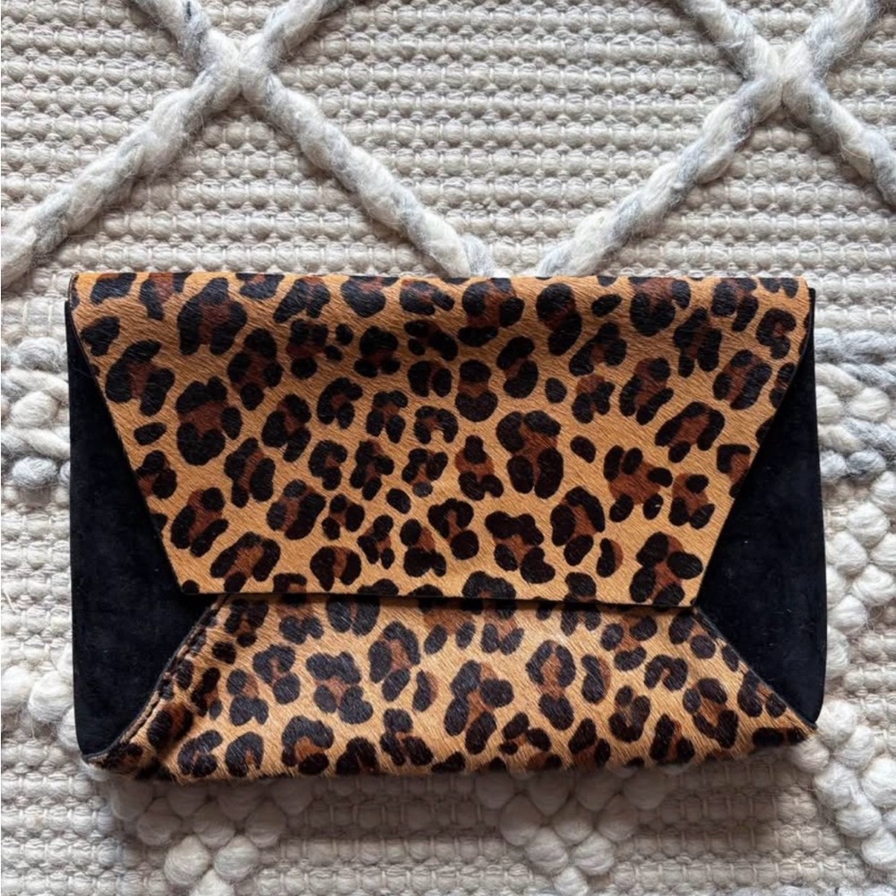 J. Crew Leopard Print Clutch with Black Panels